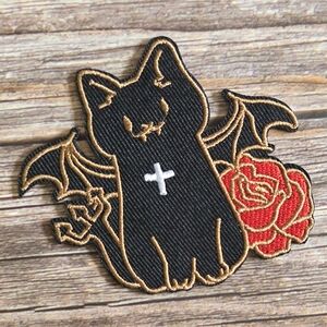 Satan Devil Kitty Lucifer Occult Gothic Goth Kitten Cat Iron On Patch